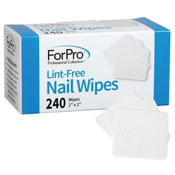 ForPro Professional Collection Lint-Free Nail Wipes, 2" x 2", Non-Woven Fabric Nail Wipes for Nail Polish Removal, White, 240-Count