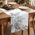 thumbnail image 2 of Burlap Table Runner 90 Inches Long,Watercolor Botanical Branch Leaves Red Berry Non-Slip Kitchen Table Runners for Dining Room Everyday Use Party Table Decorations Green Plant on White, 2 of 9
