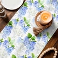 thumbnail image 4 of Watercolor Blue Flower Hydrangea Table Runner 70 Inches Long,Kitchen Dining Tablerunners Green Leaves Floral Linen Table Runners Dresser Scarves for Home Dinner Wedding Holiday Party Decor, 4 of 9