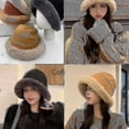 thumbnail image 1 of Sombrero de invierno para mujer, sombrero de pescador engrosado, ala personalizada, cálido, además de cubierta de terciopelo, gorra de moda para la cara, 1 of 2
