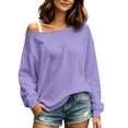 thumbnail image 4 of NSLGXD Purple Sweatshirt for Women Long Sleeve Oversized Tshirts Cold Shoulder Trendy Fall Tops S-3XL, 4 of 9