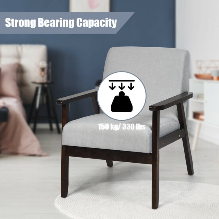 Finihen Mid-Century Modern Accent Chair, Retro Fabric Armchair, Solid Rubber Wood Fabric Accent Armchair, for Living Room, Light Gray Finihen Mid-Century Modern Accent Chair, Retro Fabric Armchair, Solid Rubber Wood Fabric Accent Armchair, for Living Room, Light Gray