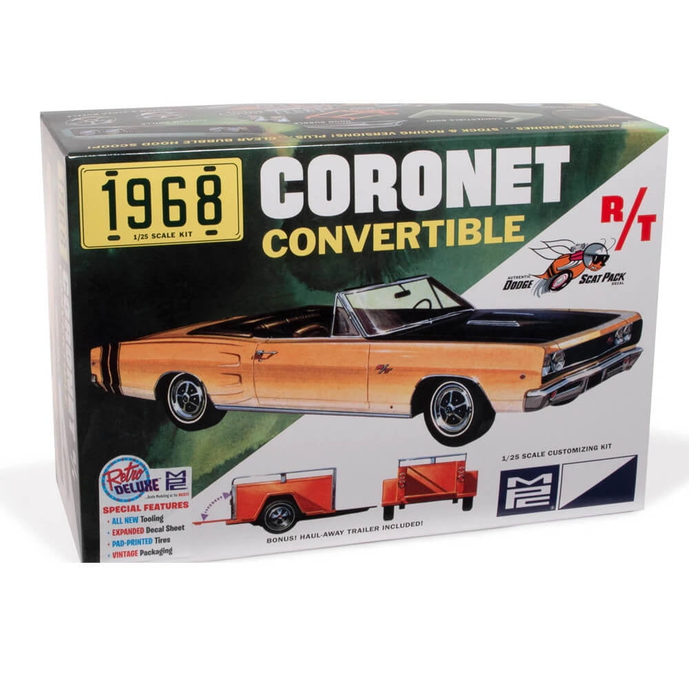 Skill 2 Model Kit 1968 Dodge Coronet Covertible w/ Trailer
