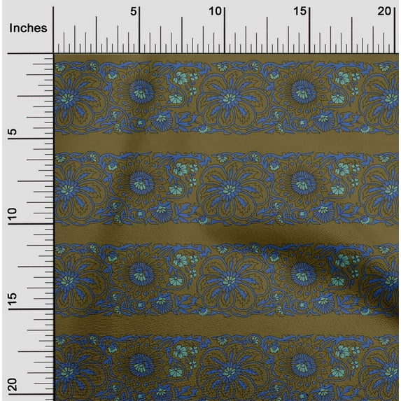 oneOone Georgette Viscose Fabric Leaves & Floral Block Print Fabric BTY 42 Inch Wide
