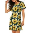 thumbnail image 2 of Naloa Sunflowers Print Women Nightgowns,Womens Loungewear,Short Sleeve Sleepwear,Comfy Ladies Nightdress, 2 of 6