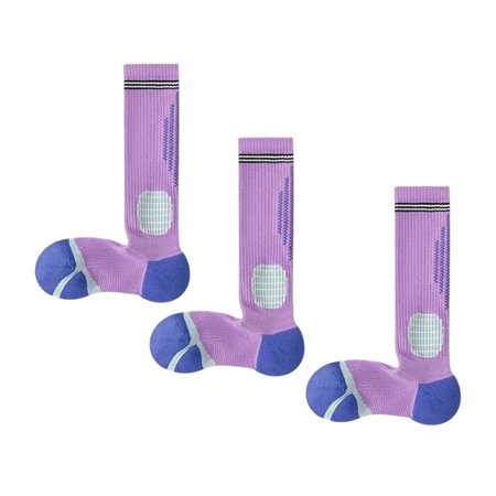 Women s 3-Pair Set Colorblock Athletic Knee-High Socks with Cushioned Heel Arch Support for Daily Fitness - 3 pairs-F