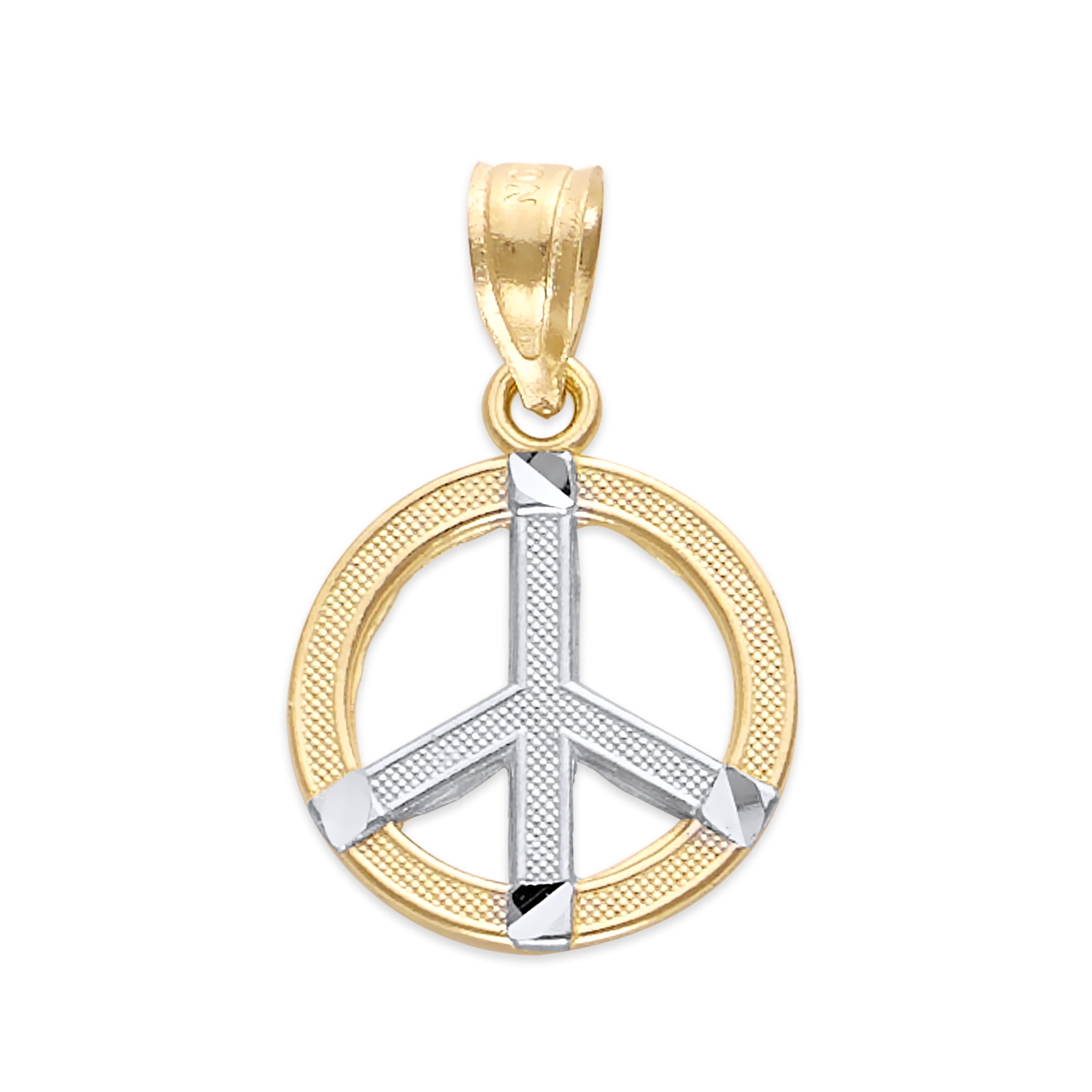Best Quality Free Gift Box 14k Peace Sign Pendant