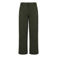 thumbnail image 6 of COSFO Pants for Women Casual Solid High Waisted Green Straight Leg Pants with Pocket Loose Pants, 6 of 7
