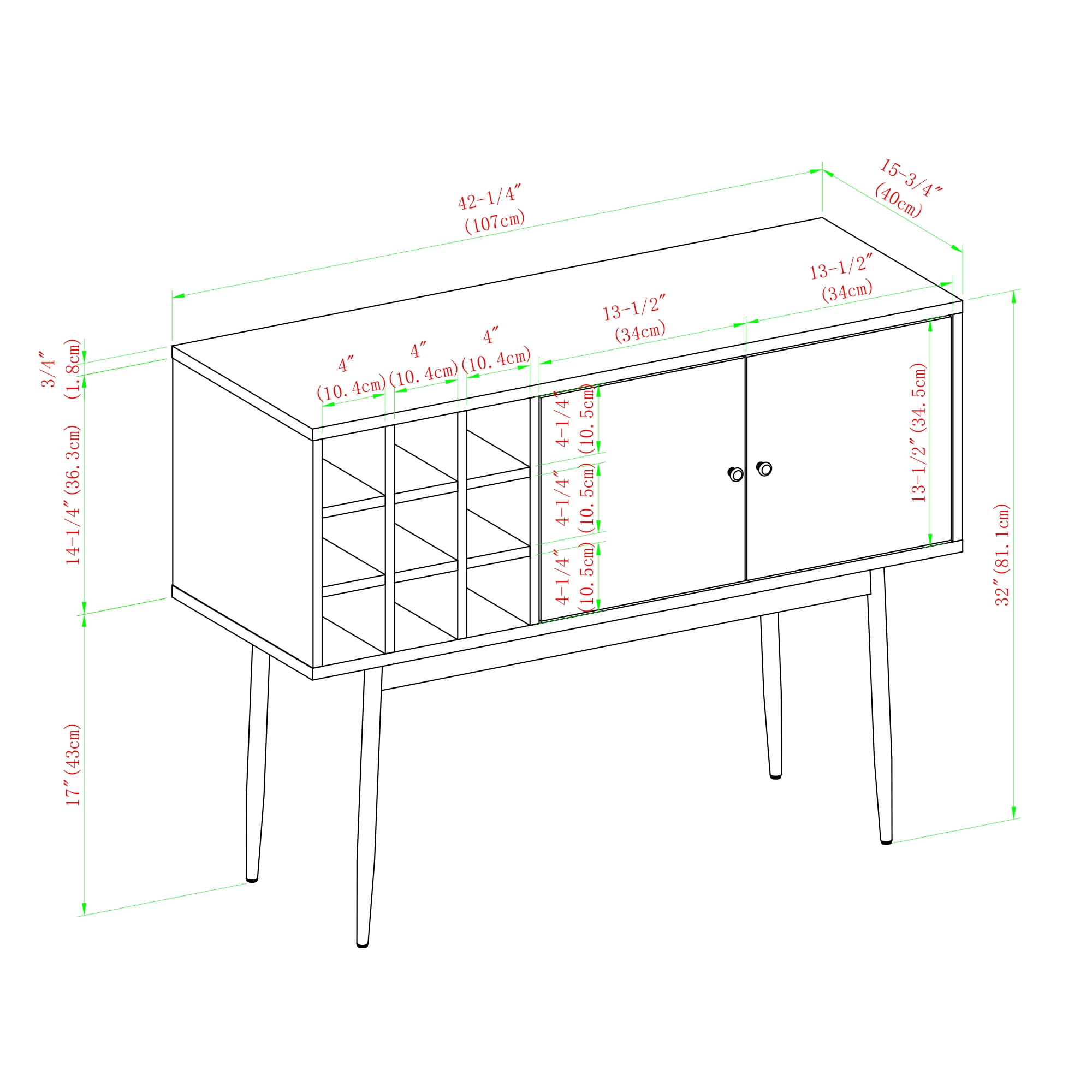 Manor Park Modern Bar Cabinet with Wine Bottle Storage, Dark Walnut