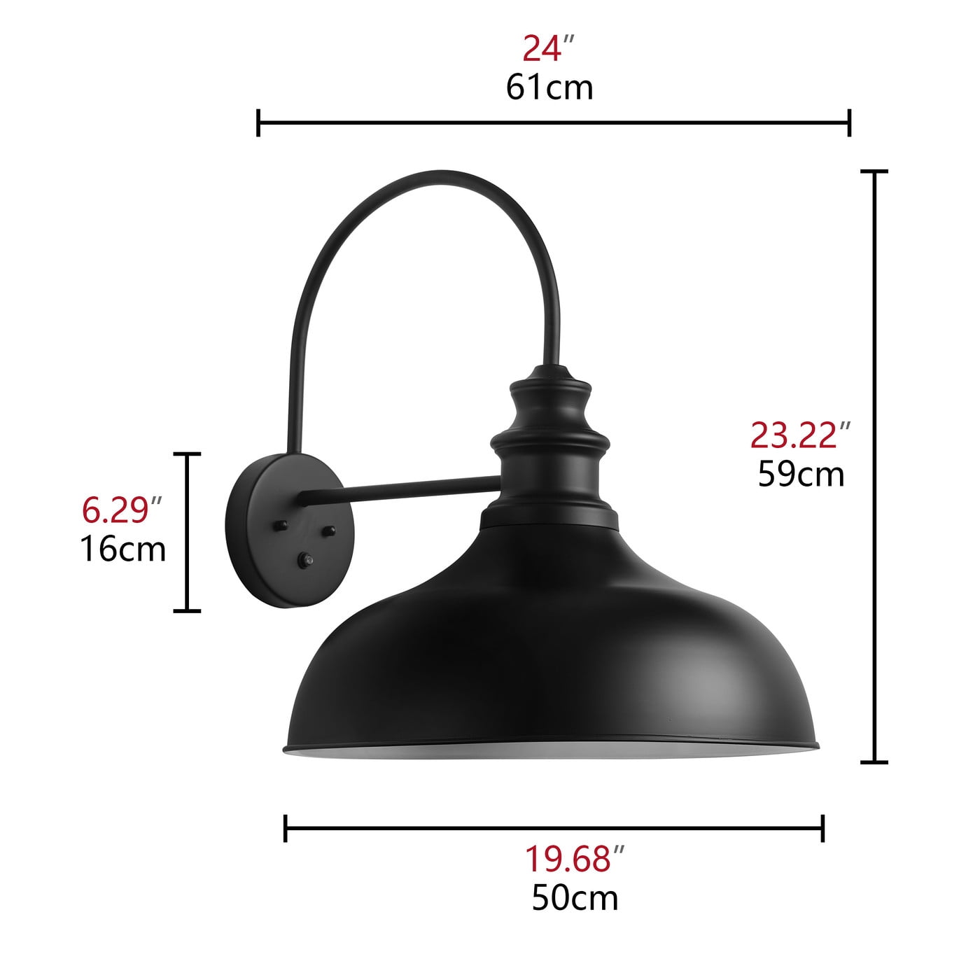 Aiwen Black Metal Oversize Wall Sconce, Modern Indoor/Outdoor Light Fixture
