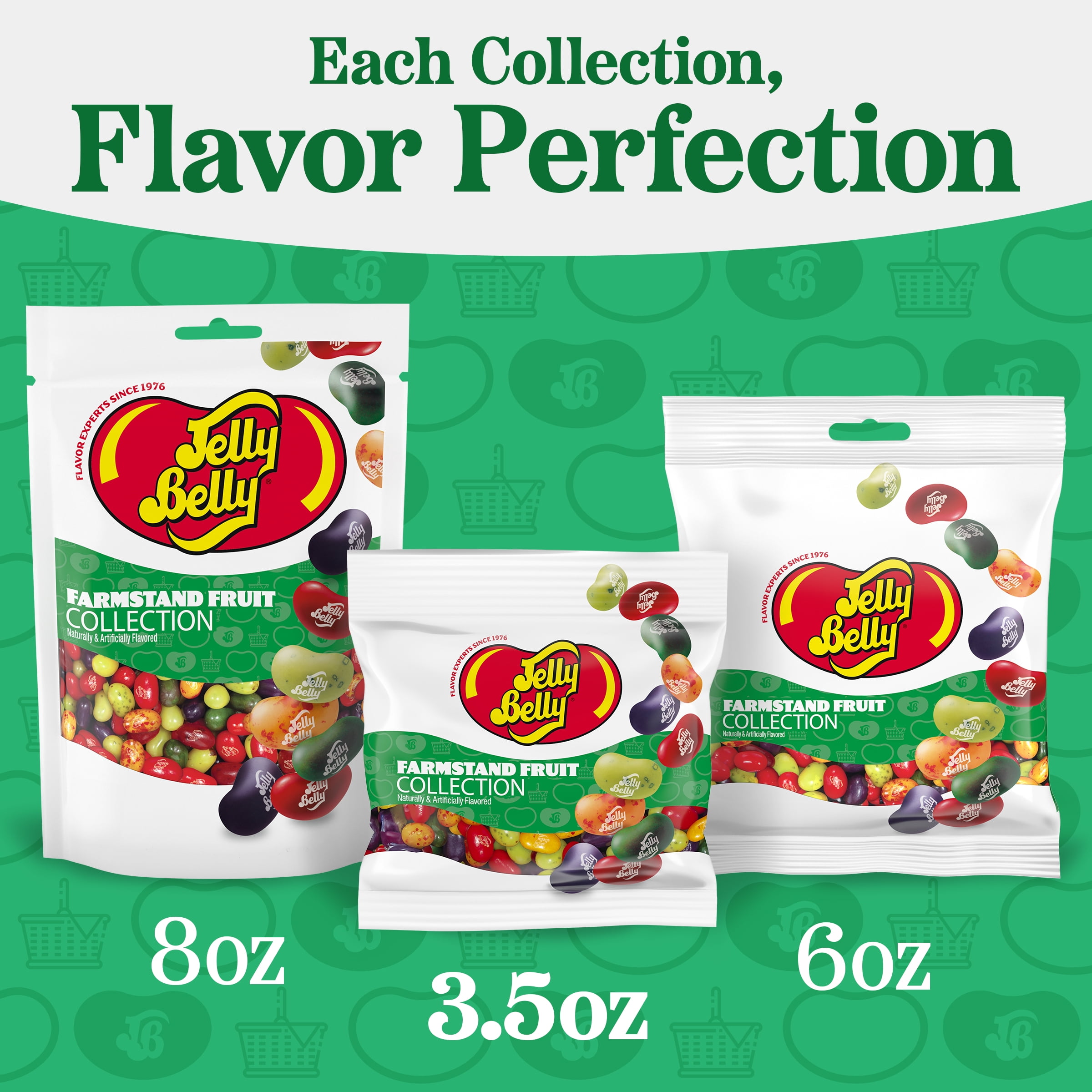 Jelly Belly Farmstand Fruit Jelly Bean Collection - 3.5 oz Grab & Go® Bag, 12-Count Case - Genuine, Official, Straight from the Source