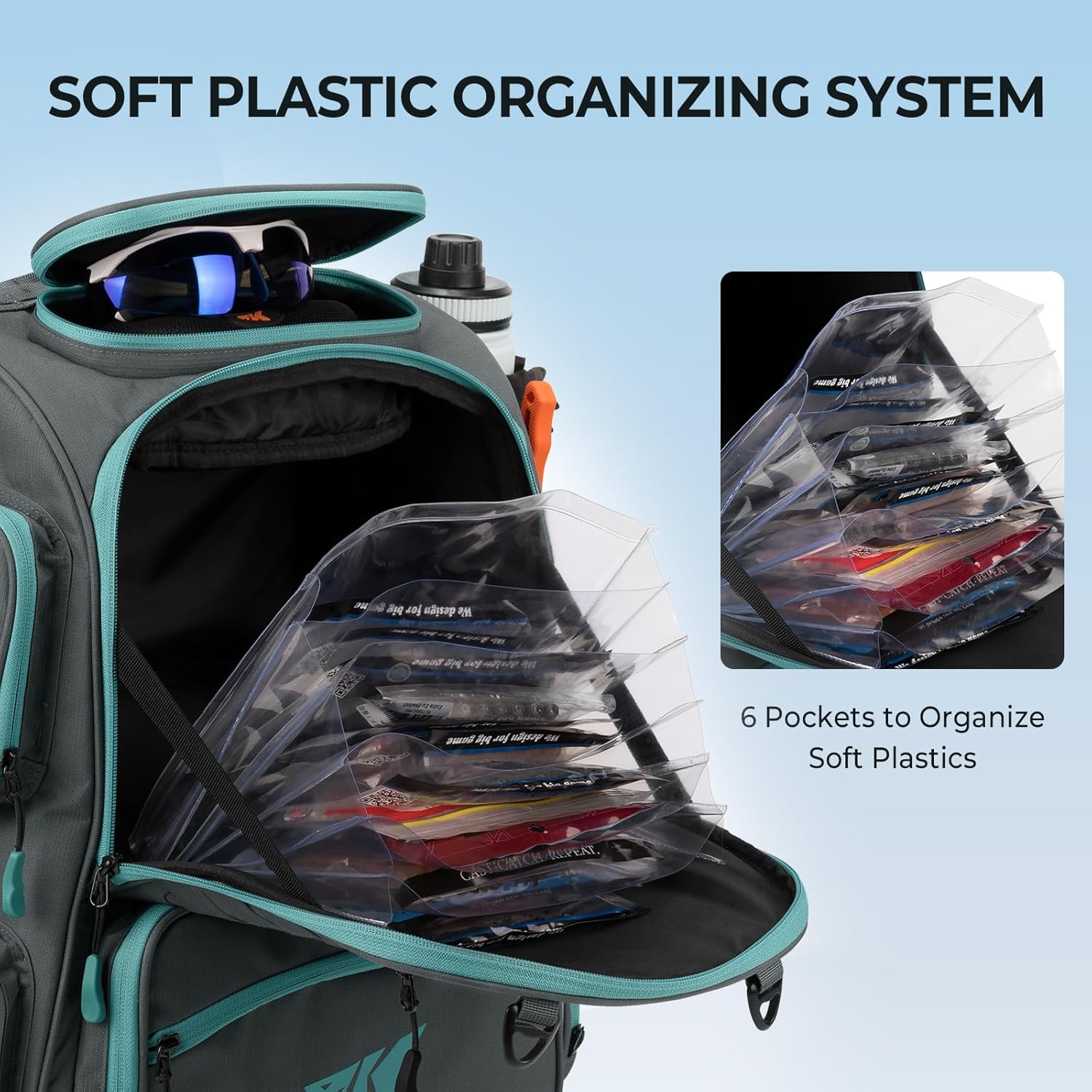 KastKing Fishing Tackle Backpack with Rod Holders-4 Tackle Boxes-Rain Cover,45L Large Storage for Fishing Gear-Bait Boss