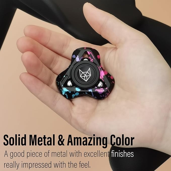 2025 latest Upgraded Fox Metal Fidget Spinner for Adults – Stainless Steel High-Spin Gyro, Silent Bearings EDC Anxiety Relief (Aluminum Color)