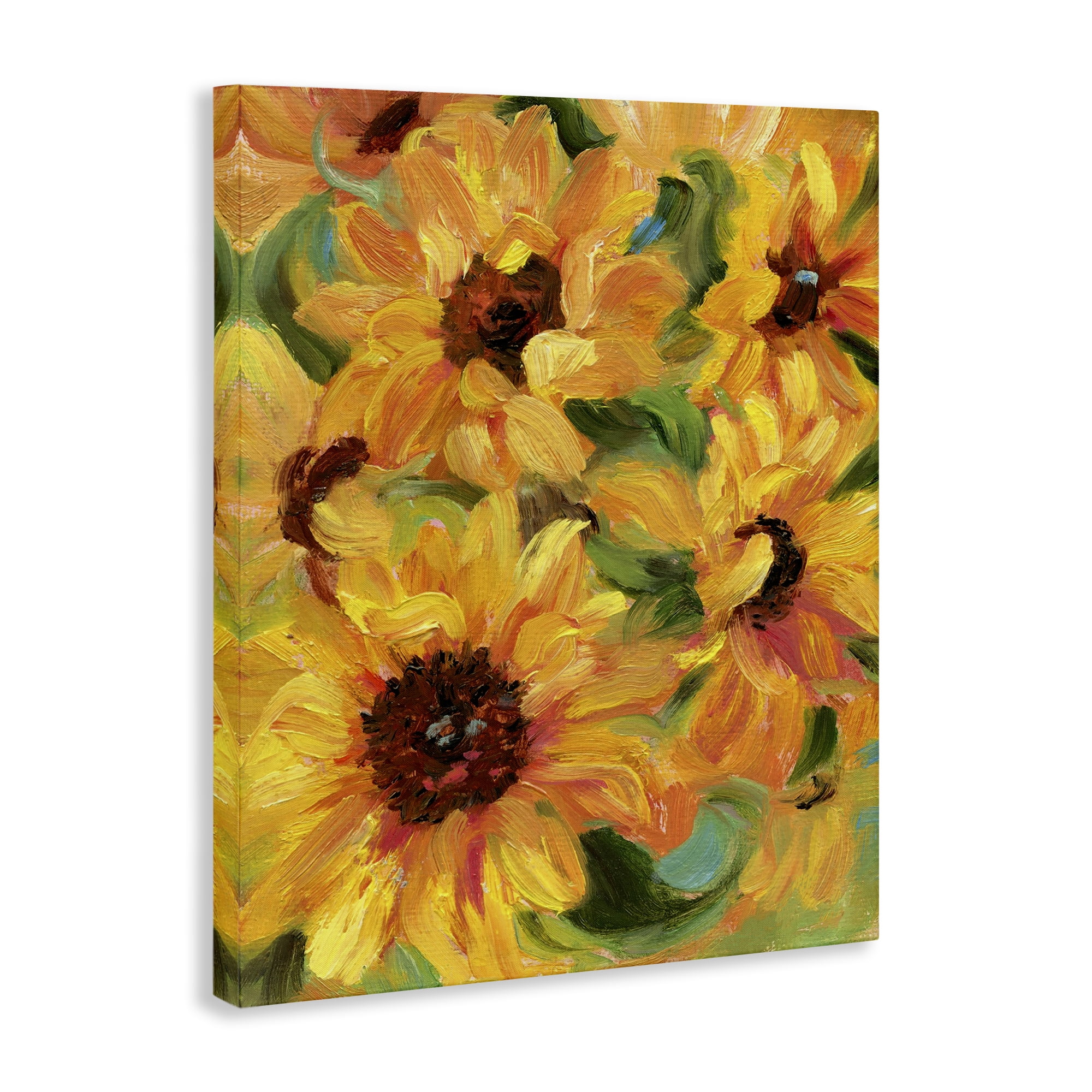 Stupell Industries Sunflower Bunches Pattern Botanical & Floral Painting Gallery Wrapped Canvas Art Print Wall Art, 16 x 20