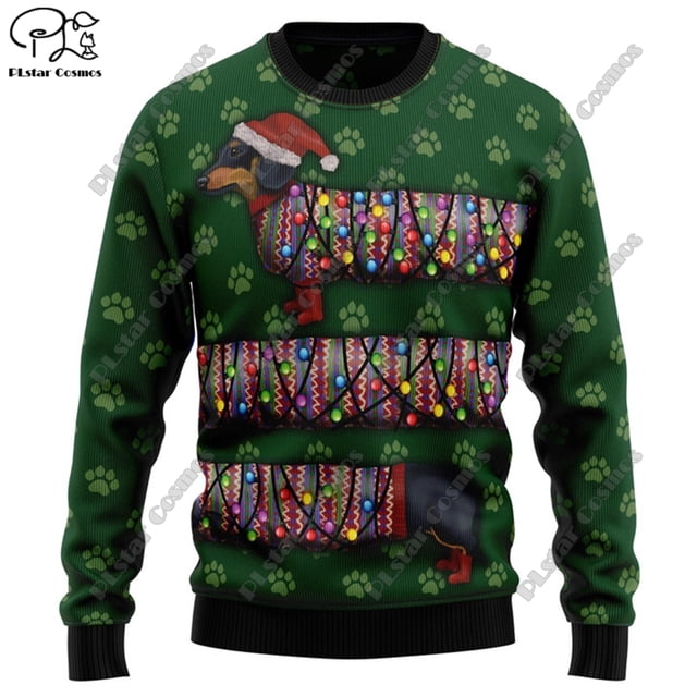 3D Printed Animal Christmas Pattern Ugly Sweater Men's Casual Winter Pullover Thick Polyester