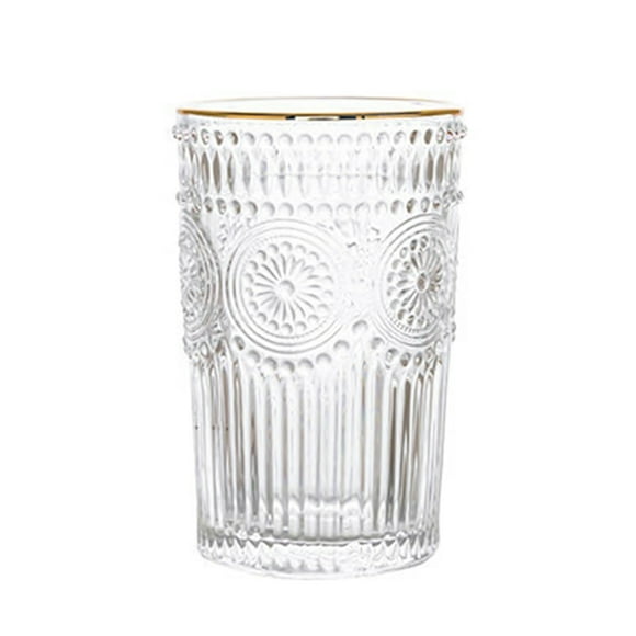 Oubit Drinking Glasses,Vintage Embossed Glasses Drinking Multifunctional Water Glass Cup Water Glasses Custom Engineered