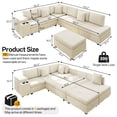 thumbnail image 3 of LLappuil 110" Sectional Sofa, Modular Sectional Couch Convertible Sofa Bed, 7 Seat Corduroy Sofa Couch with Movable Ottoman, Hidden Armrest Storage & USB Charging Ports Beige, 3 of 10