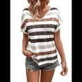 thumbnail image 3 of Blusas de Verano para Mujer, Camisas de Corta Tipo Dolman, Conjuntos de Moda 2025 con Cuello en V. Color Café S, 3 of 9