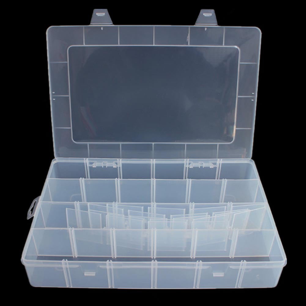 24 Grids Extra Large Plastic Craft Organizer Storage Box With Removable Grids Fangkenuo