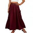 thumbnail image 3 of Jsaierl Women's Casual Cargo Maxi Skirt, Elastic Waist Ruched Long Skirt with Side Pockets, Breathable A-Line Skirt for Streetwear Outdoor Daily Wear, 3 of 6