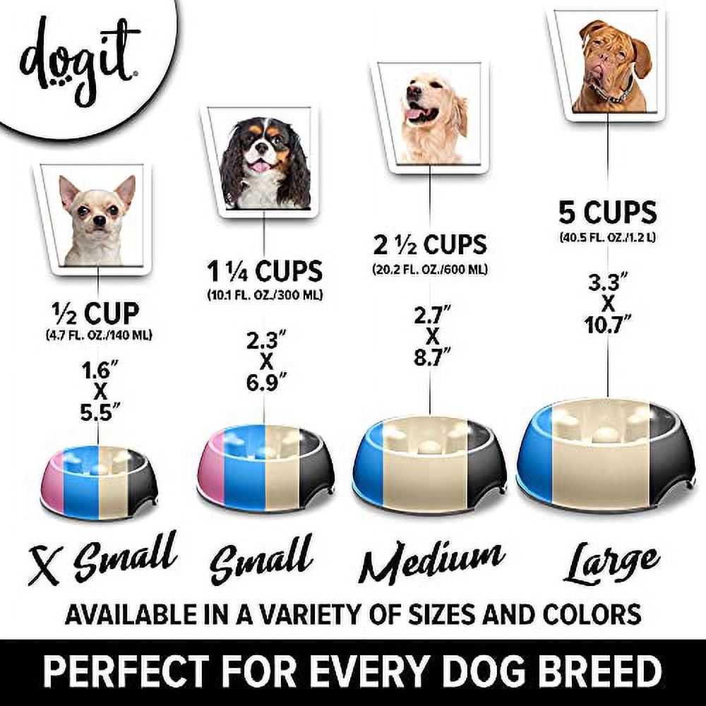 Dogit Dog Bowl Slow Feeder for Wet or Dry Dog Food Go Slow Anti Gulping Dog Dish Blue L Walmart