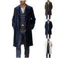 thumbnail image 7 of Brnmxoke Mens Casual Trench Coat Slim Fit Notched Collar Midi Long Jacket Vintage Overcoat Single Breasted Pea Coat wih Pockets Army Green,XXL, 7 of 7