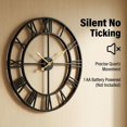 thumbnail image 2 of 24 inch Black Cutout Large Metal Wall Clock, Steampunk Decorative Analog Clocks for Living Room Home Wall Decor, 2 of 7