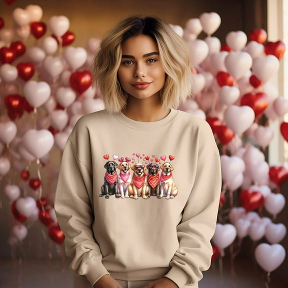 Velto Valentines Dogs Sweatshirt, Dog Lover Sweater, Womens Valentines Sweatshirt, Valentines Dog Gift, Cute Gift for Dog Lover, Dog Mom Shirt,Dog All Size S-5XL