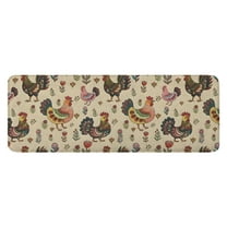 Beige Chicken Folk Pattern Kitchen Rug Mat,Kitchen Runner Rugs Non Skid Washable,Decorative Kitchen Floor Mats for Kitchen,Sink,Laundry,17"x47.2"