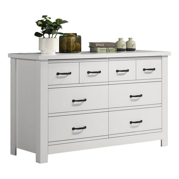 Pemberly Row 51"W White Engineered Wood 6-Drawer Double Dresser