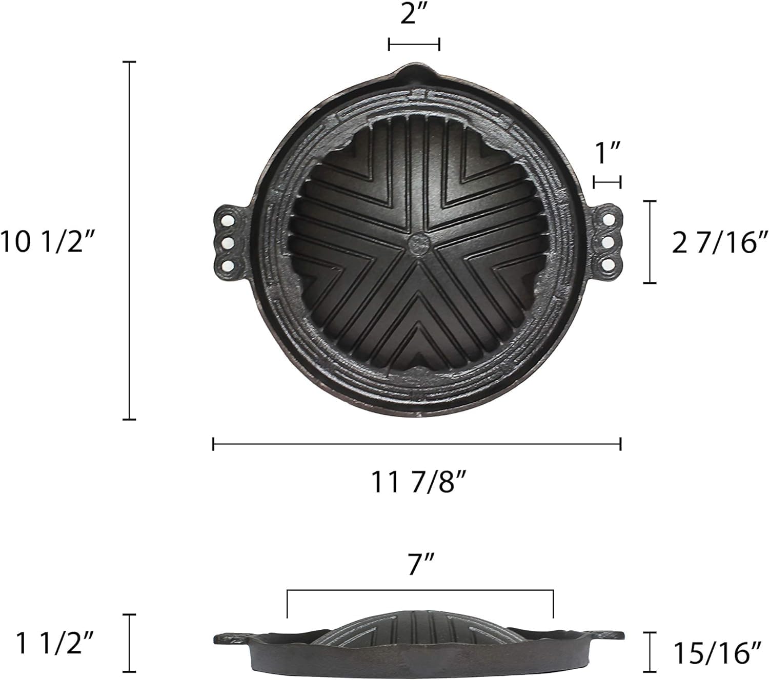 TrueCraftware- 10-1/4" Round Cast Iron Stovetop Barbecue Plate Grill/Griddle 26 CM - with Easy Grip Handles Griddle Pan for Stove Top Gas Range Grilling Pan Gets Better with Each Use