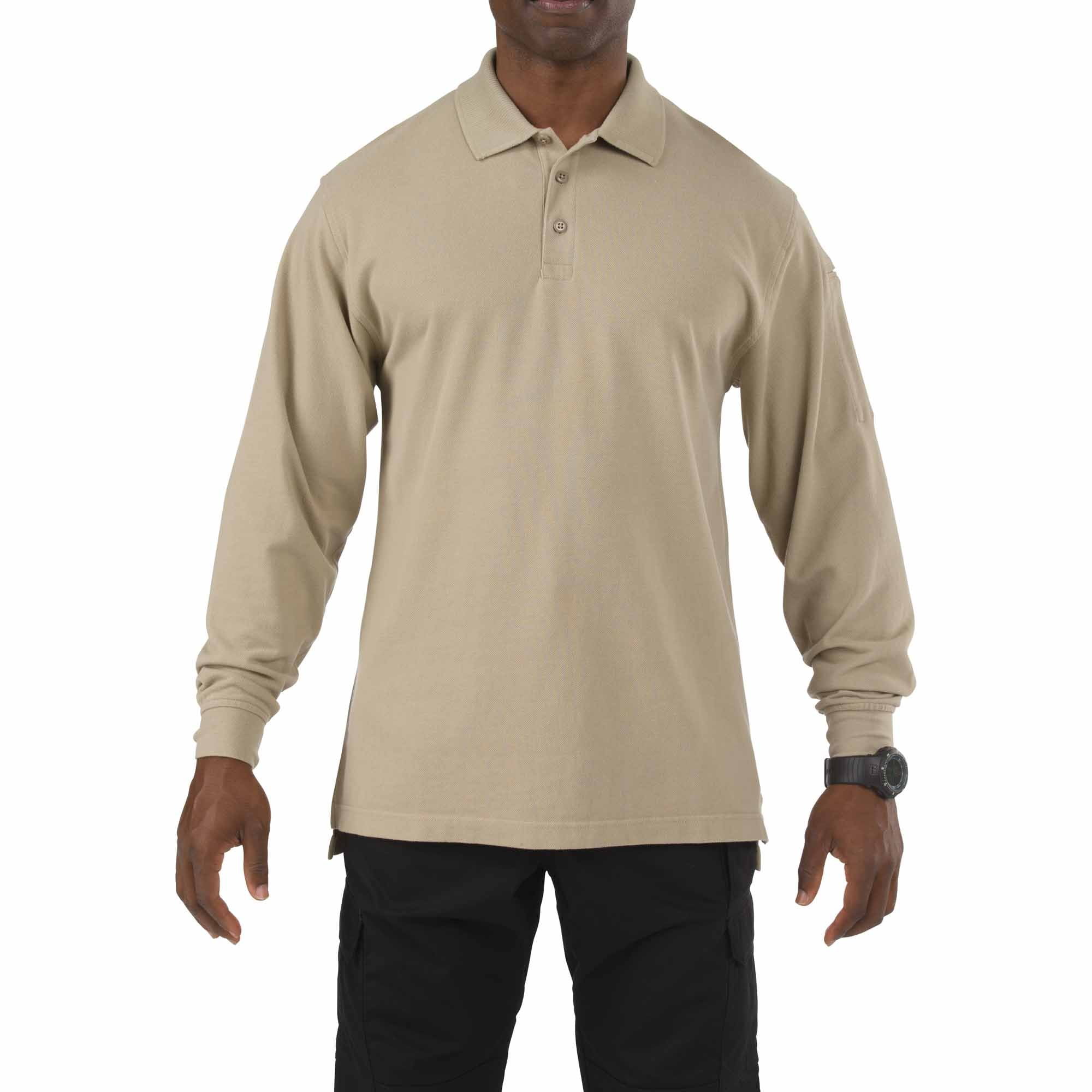 5.11 Tactical Long Sleeve Professional Polo Shirt, Silver Tan