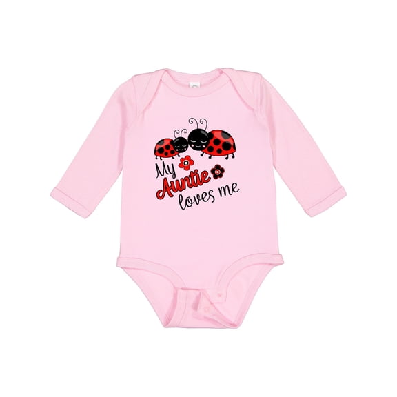 Inktastic My Auntie Loves Me with Cute Lady Bugs Boys or Girls Long Sleeve Baby Bodysuit