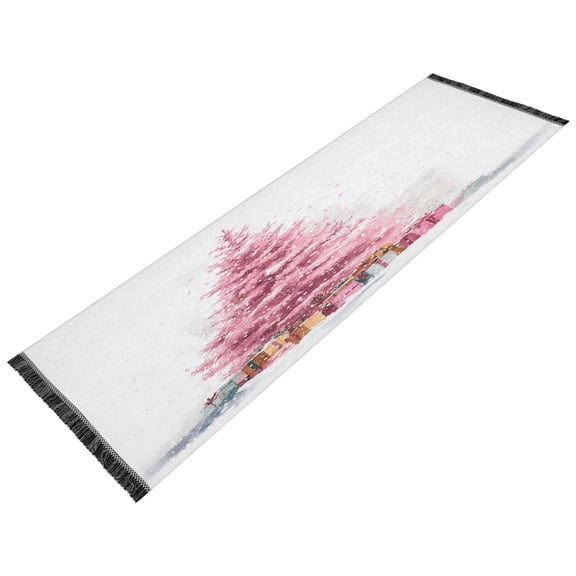 Vintage Modern Runner Rug,Non Slip Machine Washable 72"x23.5" Polyester Material Pet-Friendly Durable,Applicable to Entryway Rug Living Room Rug Pink Christmas Tree