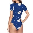 thumbnail image 4 of Daiia Moon Lamb print Women's Crew Neck Short Sleeve Bodysuit Fashion Tops Fit Casual Basic Extender Bodysuit-XX-Large, 4 of 9