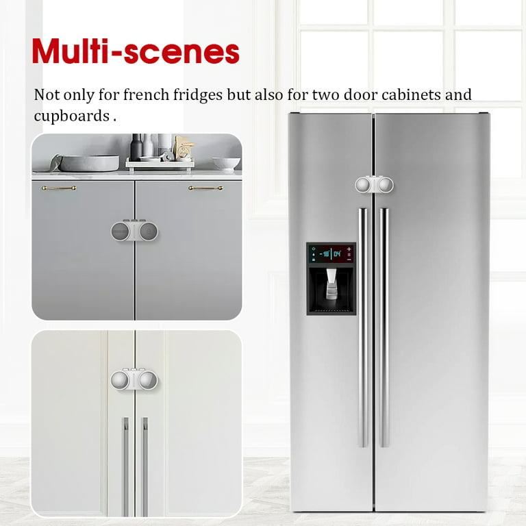 Child Safety Refrigerator Door Lock Multi-Functional French-Door Fridge and  Cabinet Locks Multi Use Baby Kids Cabinets Latches (Regular)