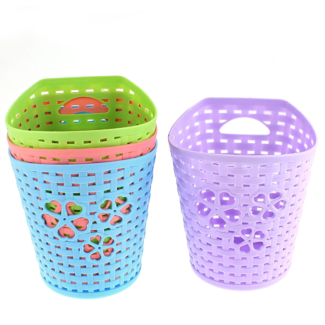 Unique Bargains Plastic Hollow Out Heart Storage Basket Holder Assorted