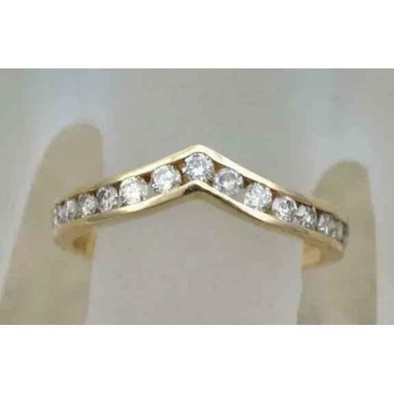 2Ct Round Cut Lab-Created Diamond Wedding Band Women Ring 14K Yellow Gold Plated