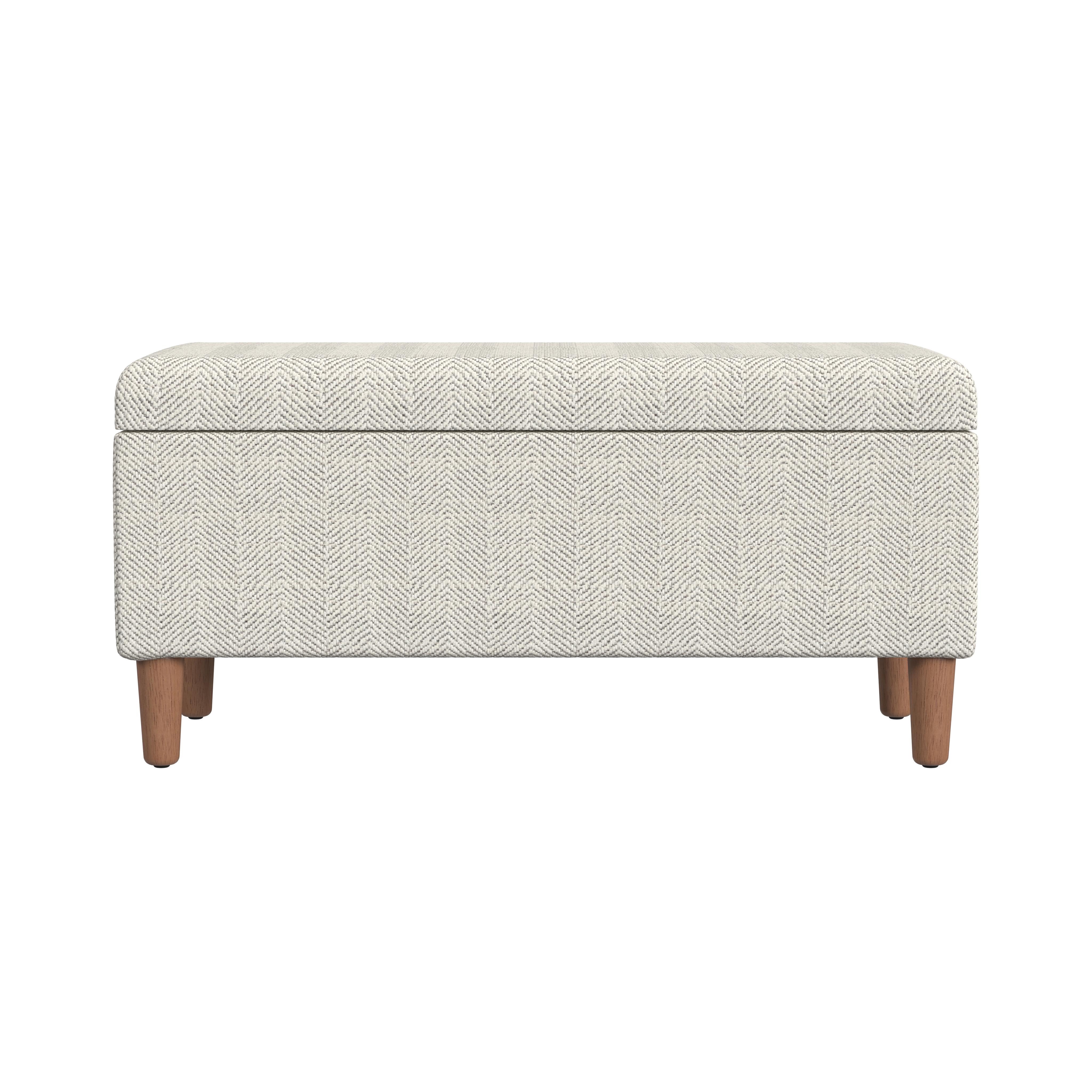 HomePop Malmo Storage Bench, 36"W x 16"D x 17.5"H, Cream Woven Chevron Pattern