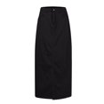thumbnail image 5 of Mohiass Women Trendy Denim Maxi Skirt High Waist A-Line Frayed Hem Loose Long Jean Skirt Black S, 5 of 5