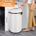 thumbnail image 3 of 17 Gallon Swing Top Kitchen Trash Can, 65 Liter Large Capacity Recycling Bin, Commercial Stainless Steel Waste Container, Round Waste Bin for Outdoor, Home Office, Restaurant - White Swing Top, 3 of 7