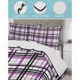 thumbnail image 4 of Quilts Twin Size, Purple Black Plaid Soft Comforter Bedding Set for Bed, Farmhouse Purple Black Checkered Lightweight Quilted Bedspread with Pillow Cover(2 Pieces) for All Season, 68x86 Inch, 4 of 6