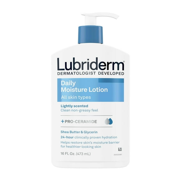 Lubriderm Lotion Hydratante Quotidienne + Pro-Céramide avec Beurre de Karité & Glycérine Aide à Hydrater la Peau Sèche, Hydratant Visage, Mains & Corps Lotion Légèrement Parfumée & Non Grasse