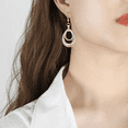 thumbnail image 4 of Yoursfs Two-Tone Textured Multi Hoops Dangling Earrings for Women Silver and Rose Gold Plated Piercing Fishhook Earrings Fashion Jewelry, 4 of 6