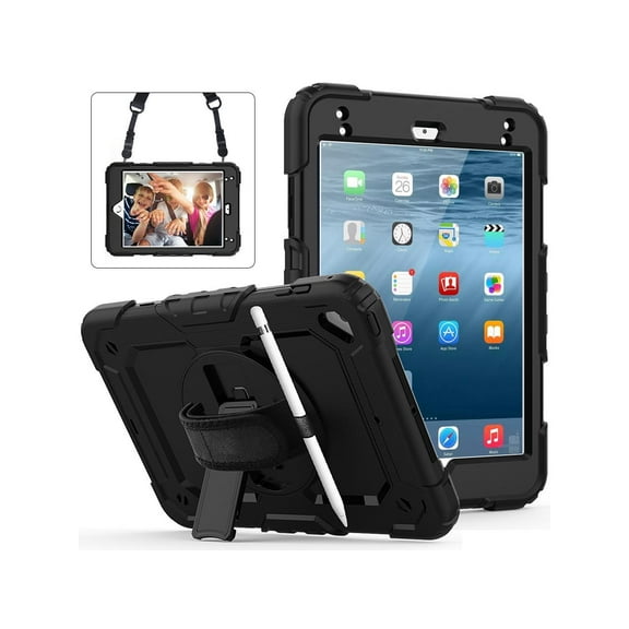 iPad Mini 5 Case, iPad Mini 4 Case, Shockproof Stand Sturdy Protective Mini Cover with Screen Protector Pencil Holder Handle Strap for 7.9 iPad Mini 5th Gen / Mini 4th Generation