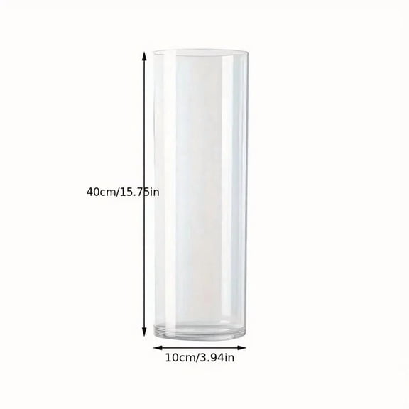 10x40cm Thick Clear Tall Acrylic Cylinder Floor Vase, Shatterproof Decor Flower Vase