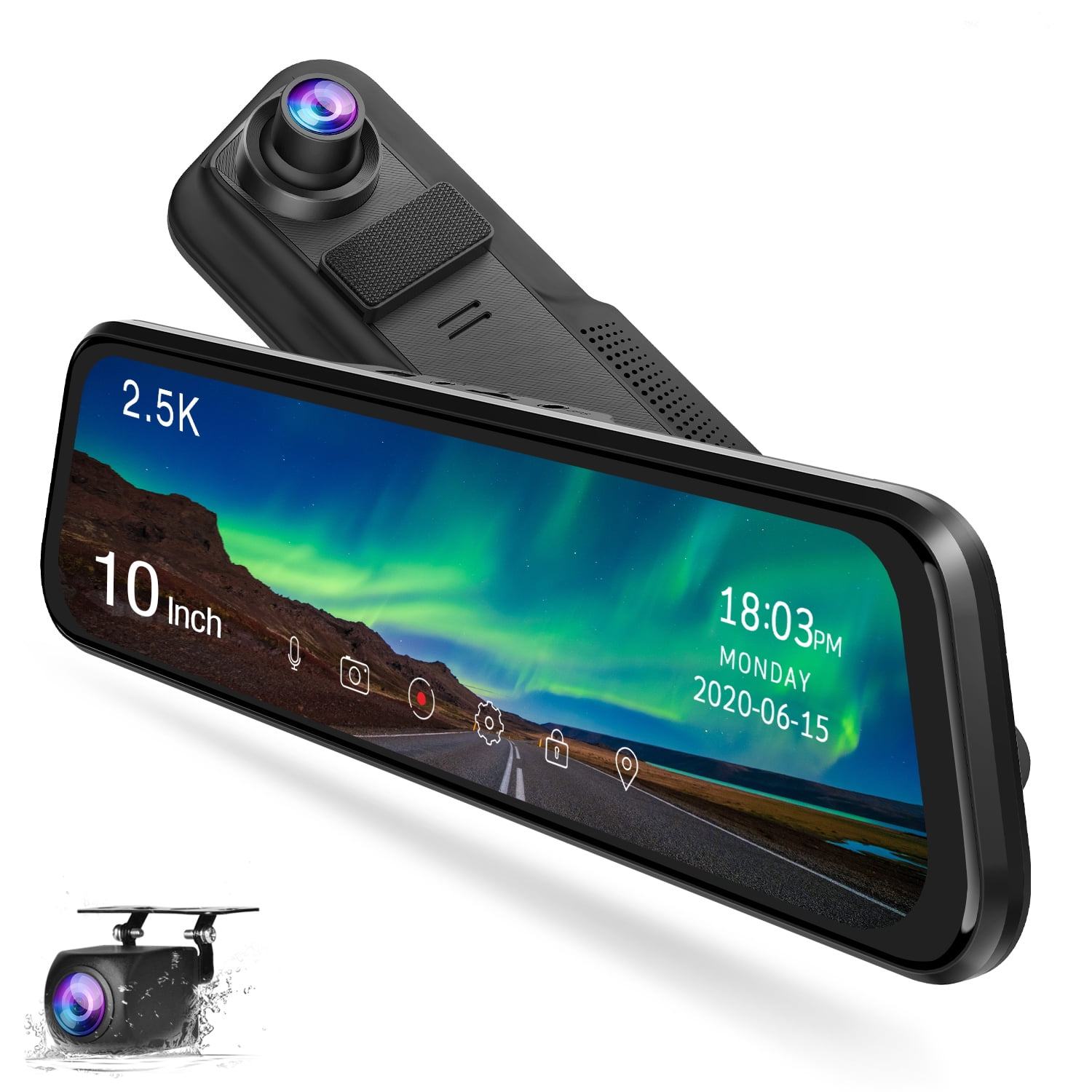 TOGUARD 2.5K Mirror Dash Cam for Car, Dual Dash Camera Front and Rear w/10" Full Touch Screen