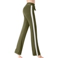 thumbnail image 4 of WEIYLL Pantalon de Yoga pour Femme à Couleurs Contrastées Taille Haute Coupe Ample Décontracté Extensible Pantalon Vert Armée TTTG, 4 of 7