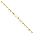 thumbnail image 5 of Auriga Fine Jewelry 14K Yellow Gold Semi-Solid Figaro Link Id Bracelet 7 inch for Women, 5 of 6