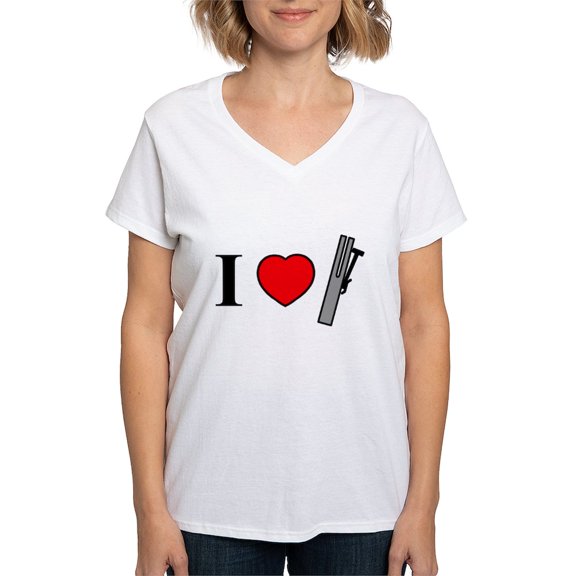 CafePress - I Heart Chimes Horizontal Women's V Neck T Shirt - Womens Cotton V-Neck T-shirt
